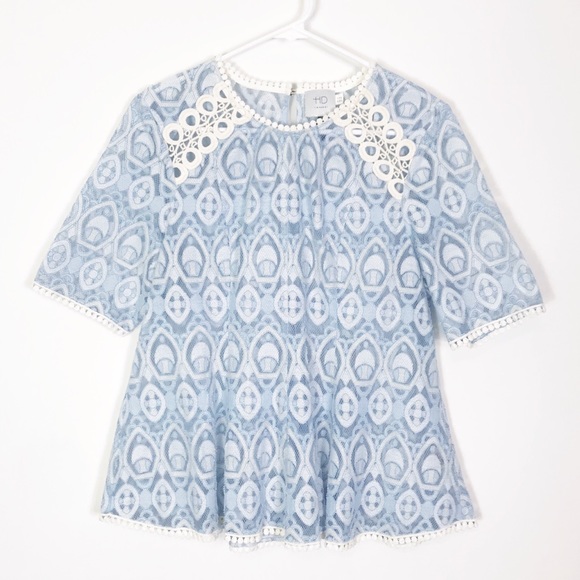 Anthropologie Tops - HD in Paris Anthropologie Signa Blue Lace Top 10